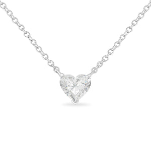 14k White Gold 1/4 Cttw Lab Grown Heart Shape Diamond Solitaire 18" Pendant Necklace (E-F Color, SI1-SI2 Clarity)