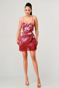 Athina Kimono floral print mini dress