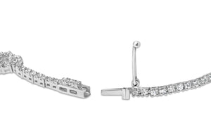 14K White Gold 1 1/2 Cttw Diamond Heart Station Strand Bracelet(H-I Color, I1-I2 Clarity) - 7.5 Inches