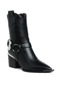 Woodstock Diamante Embellished Pin Buckle Boots