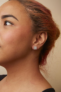 10K White Gold 1/2 Cttw Diamond Cushion Shaped Composite Stud Earrings (I-J Color, I1-I2 Clarity)