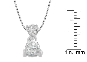 14K White Gold 1/2 cttw Round Cut Diamond Pendant Necklace (I-J, I1-I2)