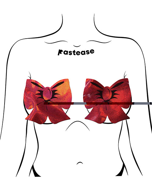 Pastease Coverage Holographic Bow - Red O/s
