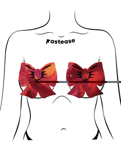 Pastease Coverage Holographic Bow - Red O/s