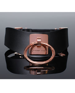 Pleasure Collection Adjustable Collar - Black/rose Gold