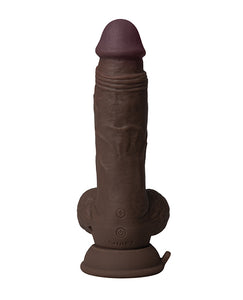 Shaft Flexskin Liquid Silicone 7.5" Vibrating Dong w/Balls - Mahogany