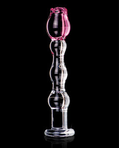 Icicles No. 12 Hand Blown Glass Massager - Clear W/rose Tip