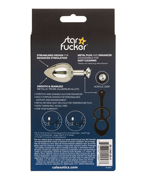 Star Fucker Xl Teardrop Gem Plug W/silicone Enhancer - Black