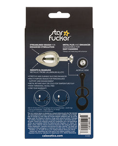 Star Fucker Xl Teardrop Gem Plug W/silicone Enhancer - Black