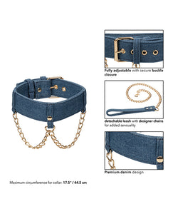 Ride 'em Premium Denim Collection Collar W/leash