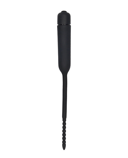 Shots Ouch Urethral Sounding Silicone Vibrating Bullet Plug W/beaded Tip - Black