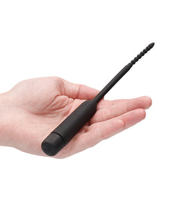 Shots Ouch Urethral Sounding Silicone Vibrating Bullet Plug W/beaded Tip - Black