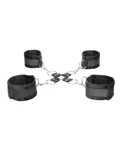 Shots Ouch Black & White Velcro Hogtie W/hand & Ankle Cuffs - Black
