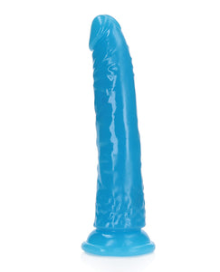 Shots Realrock 7" Slim  Dildo Glow In The Dark - Neon Blue