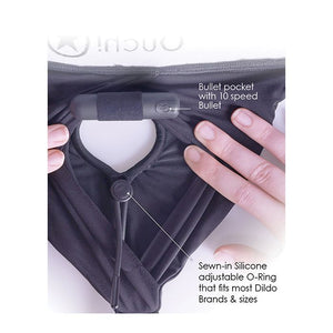 Shots Ouch Vibrating Strap On Thong W/adjustable Garters - Black