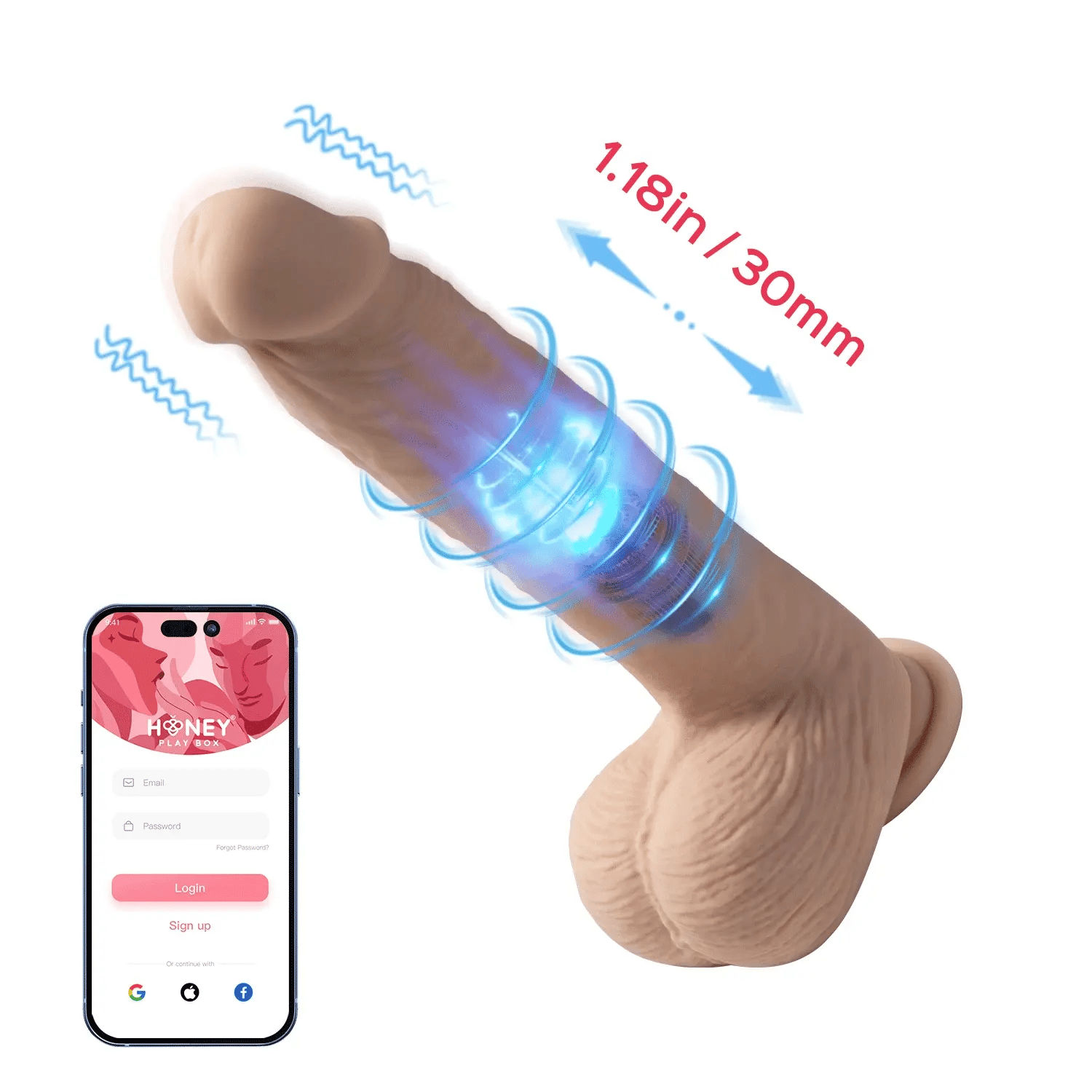 Kenzo App Controlled Realistic 9.5" Thrusting Dildo Vibrator - Ivory