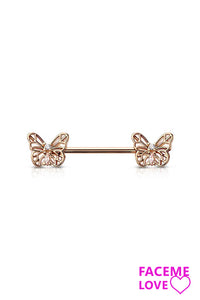 316L SURGICAL STEEL BUTTERFLY ENDS BARBELL NIPPLE BAR