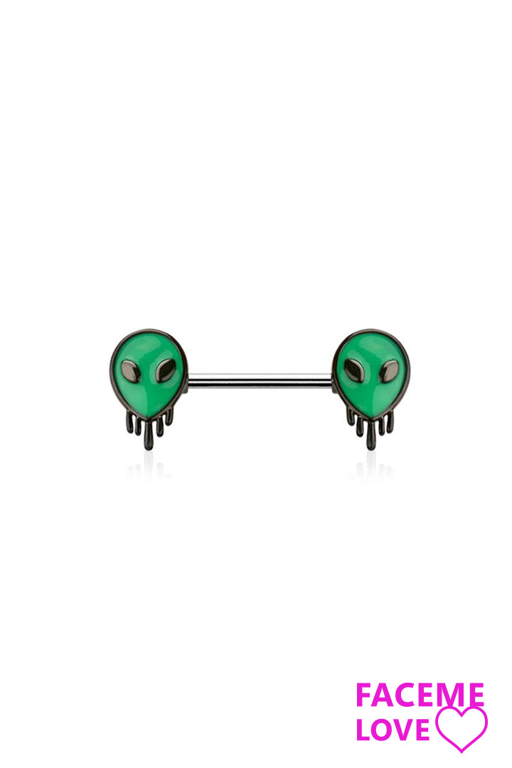 316L SURGICAL STEEL ALIEN FACE MELT NIPPLE RING