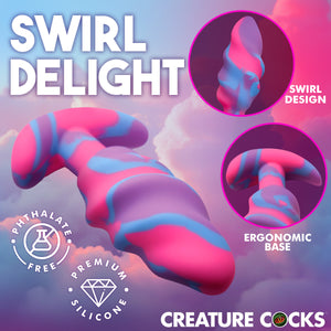 Unicorn Swirl Silicone Butt Plug - Med