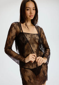 Sheer Eyelash Lace Crop Top Blush Serene Black-4