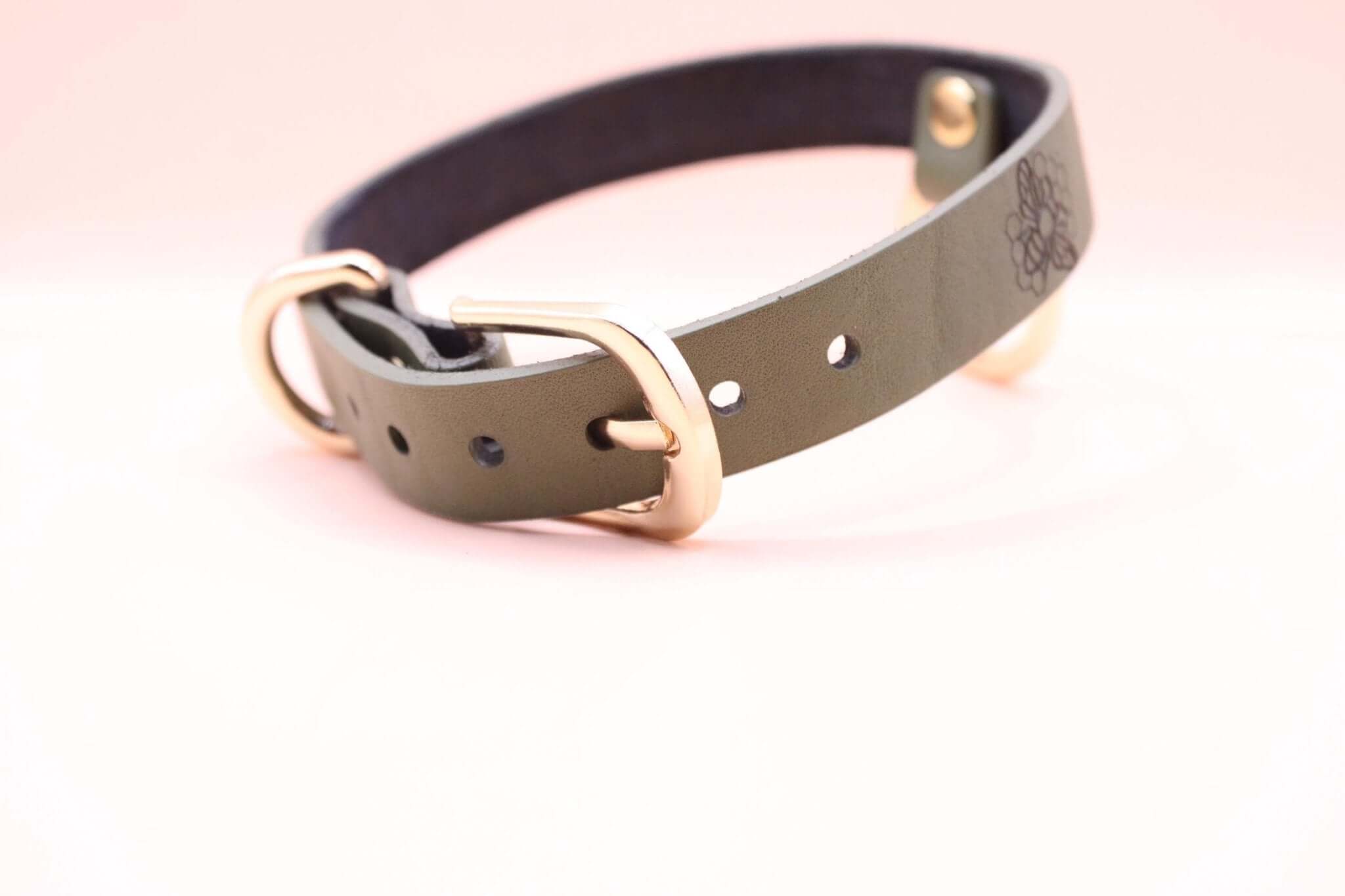 Leather Choker Bee Pattern BDSM - Discreet Bondage Jewelry