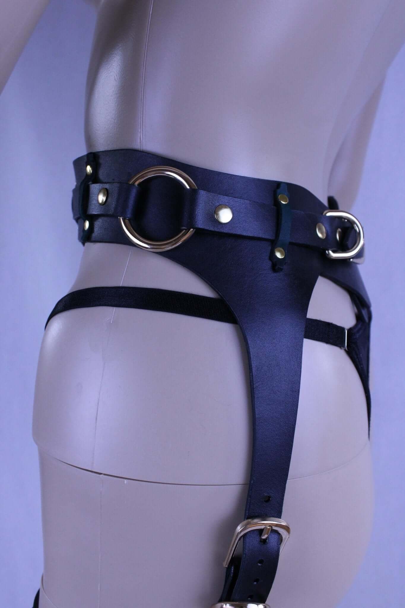 BDSM Gear Italian Leather Thigh Harness Set - Elegant Lingerie