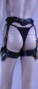 BDSM Gear Leather Thigh Harness with Cuffs  BDSM Collar for Submissive