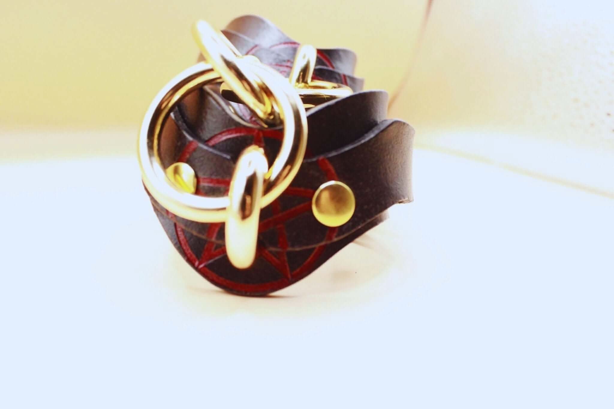 Wrist Cuffs Set with Pentagram Collar  Luxury BDSM Restraints