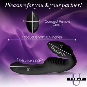 Pro Rider 9x Vibrating Silicone Strapless Strap On With Remote Control