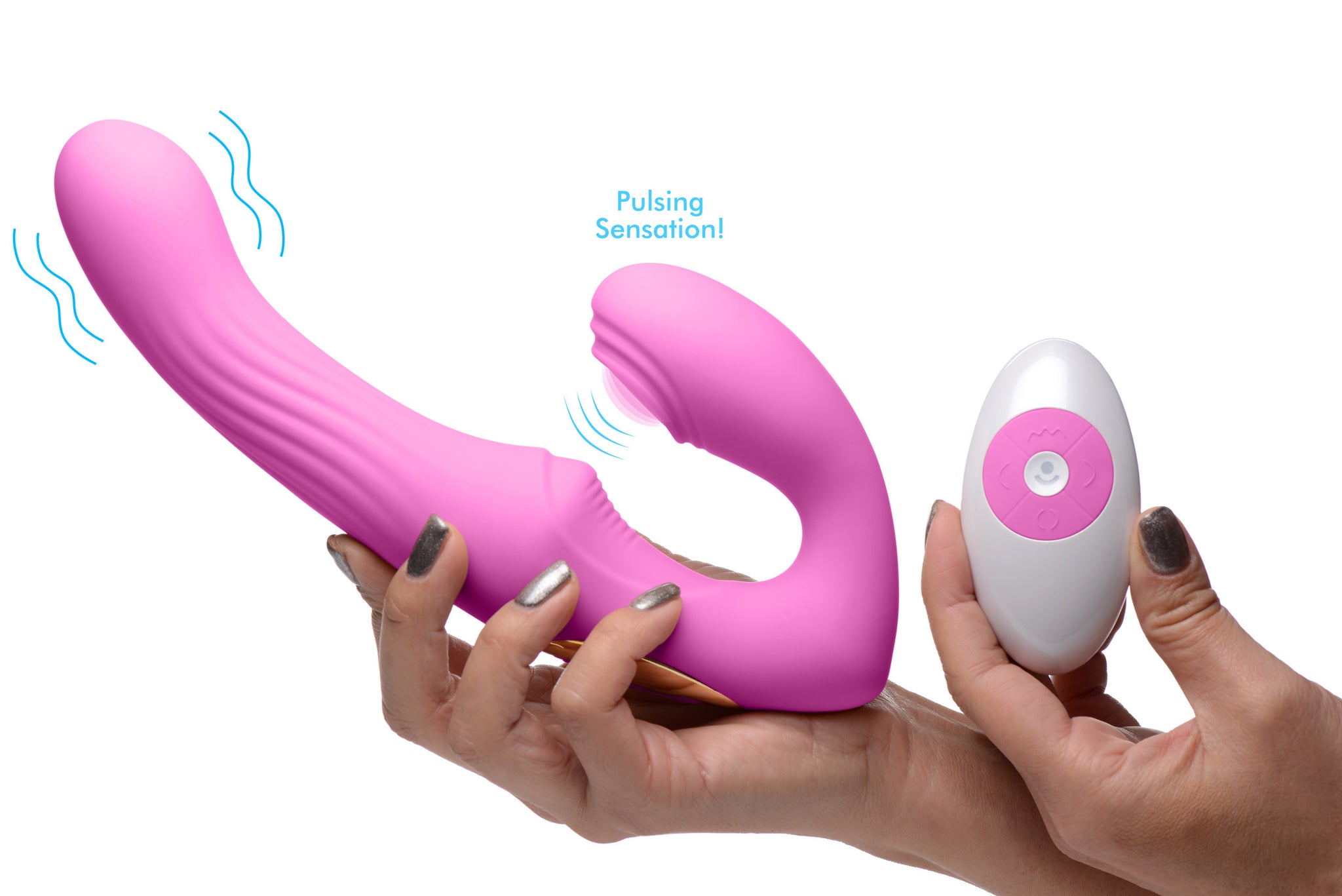 15x U-pulse Silicone Pulsating And Vibrating Strapless Strap-on With Remote