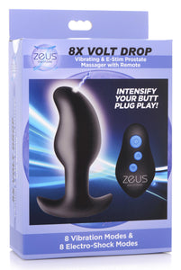 8x Volt Drop Vibrating And E-stim Silicone Prostate Massager With Remote